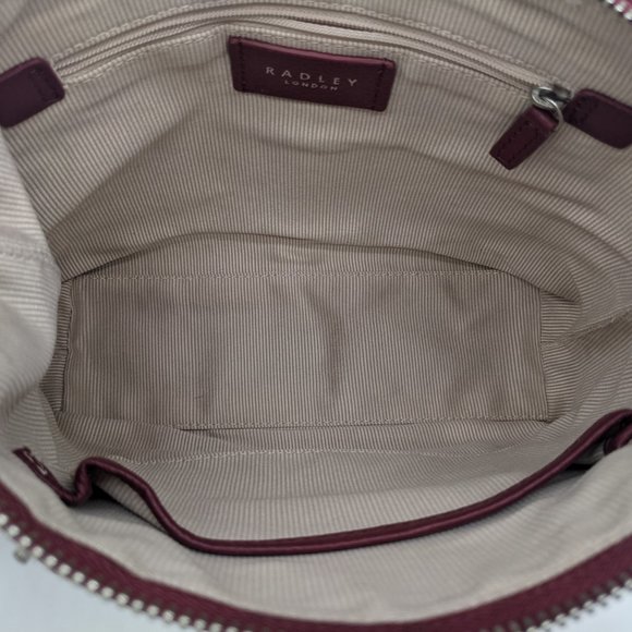 RADLEY Fountain Road leather medium women's crossbody + Dust bag WINE/BURGUNDY - Picture 7 of 9